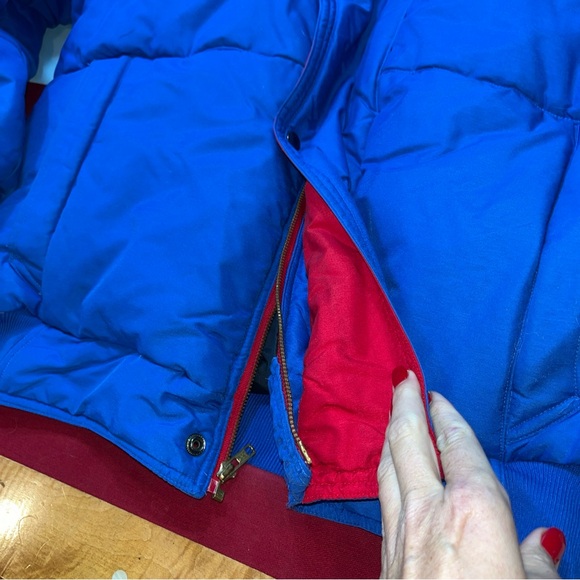 St. Moritz Ski Team XL MEN BLUE red DOWN PUFFER Jacket ZIP SNAP coat Snow WINTER - Picture 14 of 16